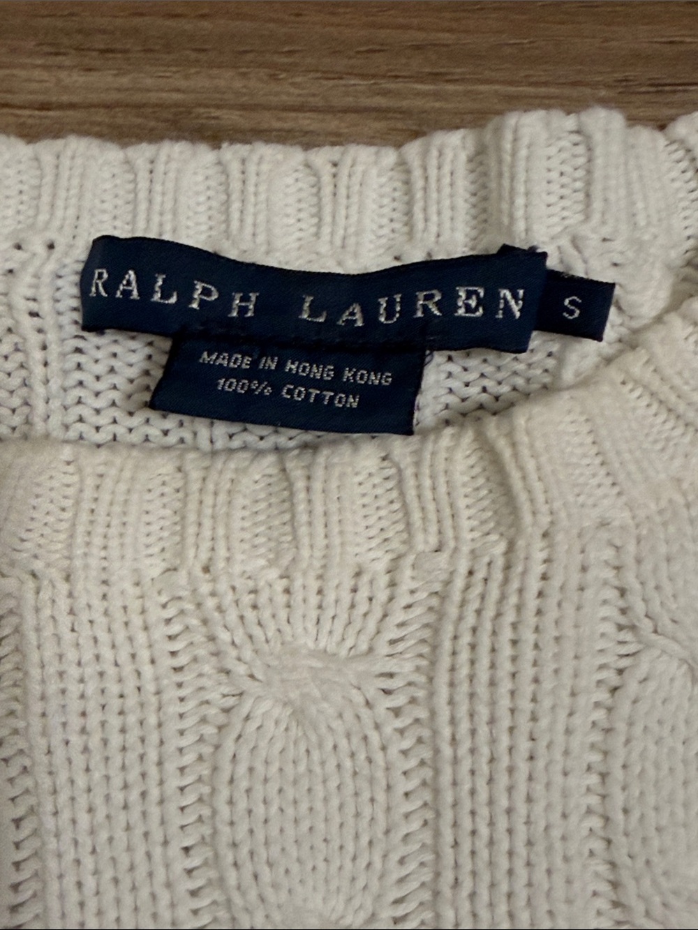 VTG Ralph Lauren Cable Knit Sweater Women’s S White Crew Neck Cotton Old Money - Picture 2 of 6